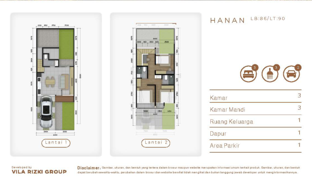 Denah tipe Hanan lantai 1-2