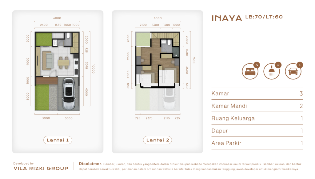 Denah tipe Inaya lantai 1-2