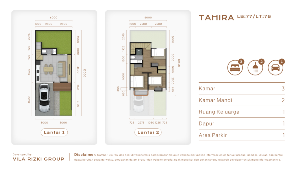 Denah tipe Tahira lantai 1-2